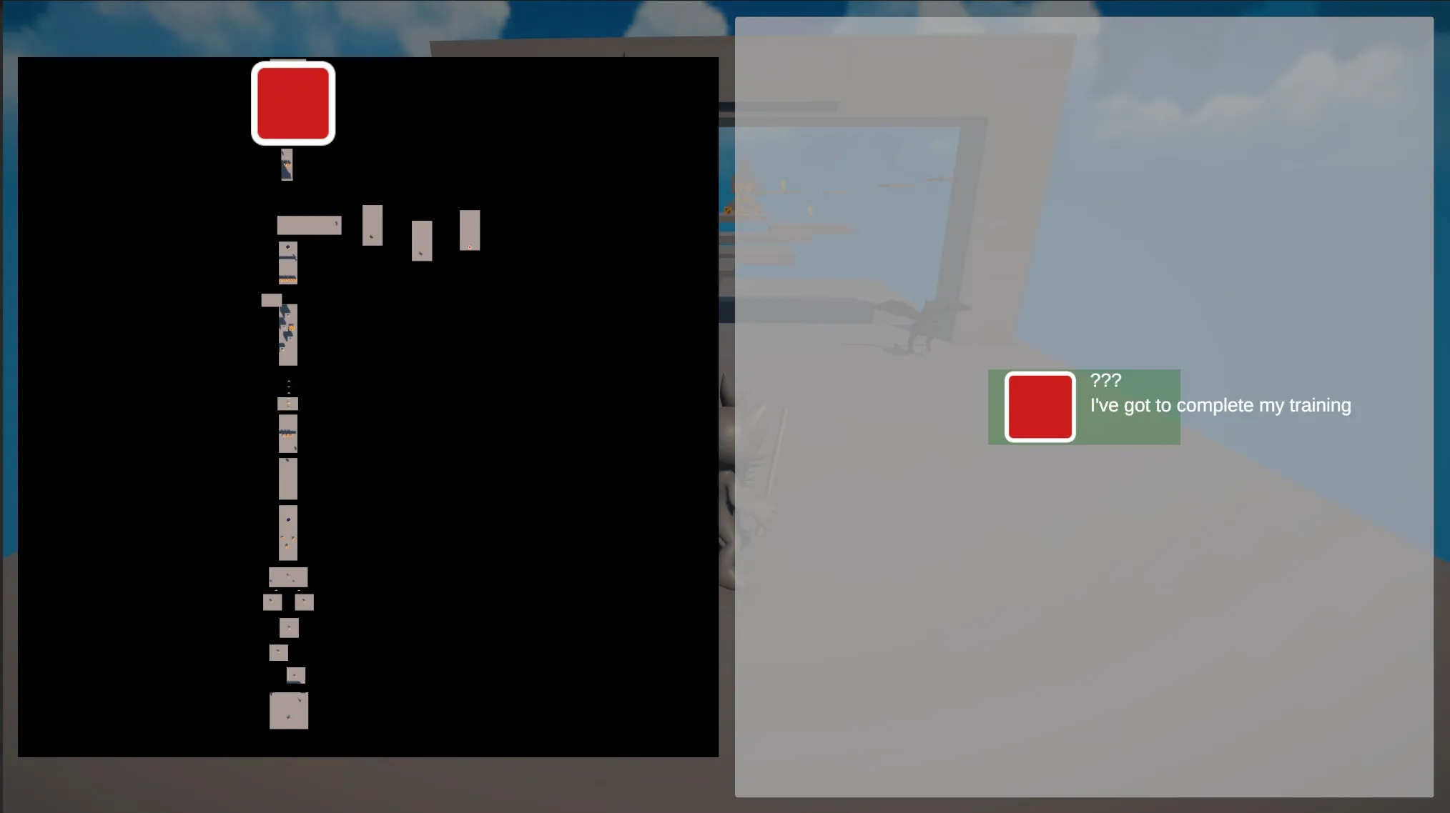 A mockup of the new in-game map and quest log UI