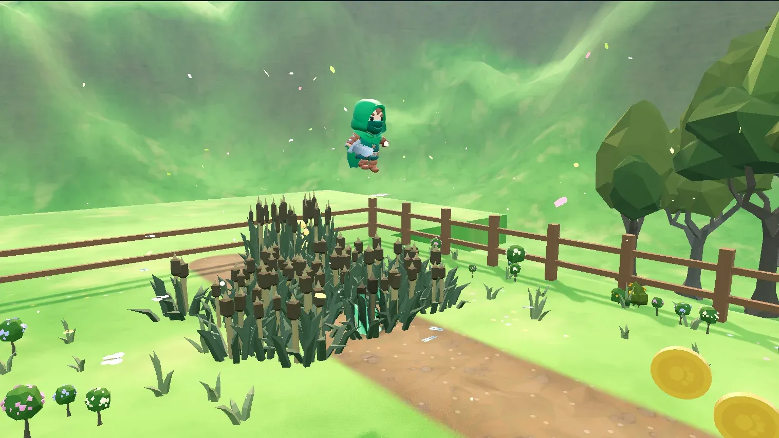 A big leap out of the long grass. (Godot, placeholder models)