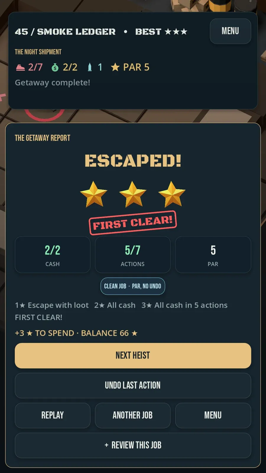 A three star result in The One Bullet Job
