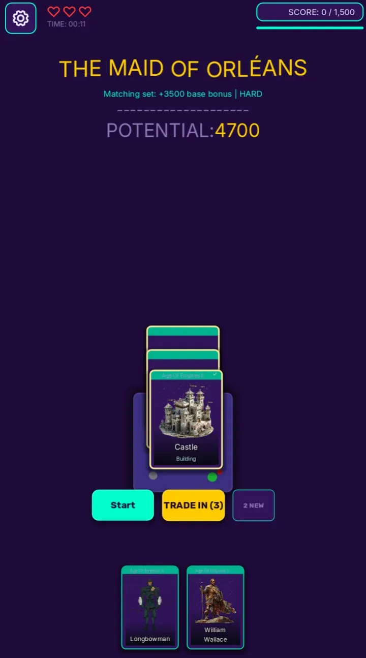 A matching set stacked up. That’s a lot of points riding on a castle.